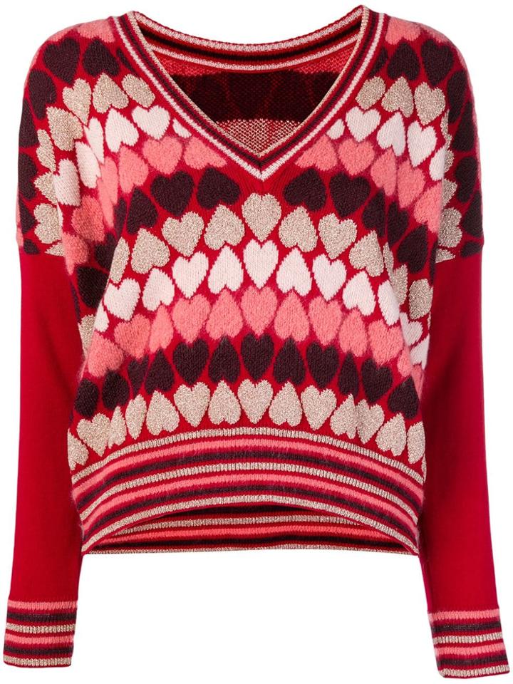 Twin-set Heart V-neck Jumper - Red