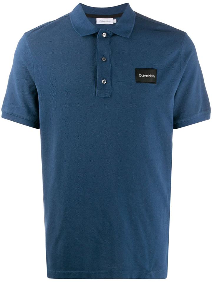 Calvin Klein Logo Patch Polo Shirt - Blue