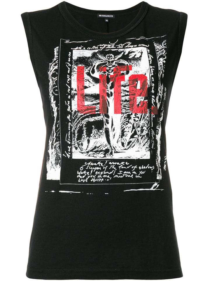 Ann Demeulemeester Life Print Tank Top - Black