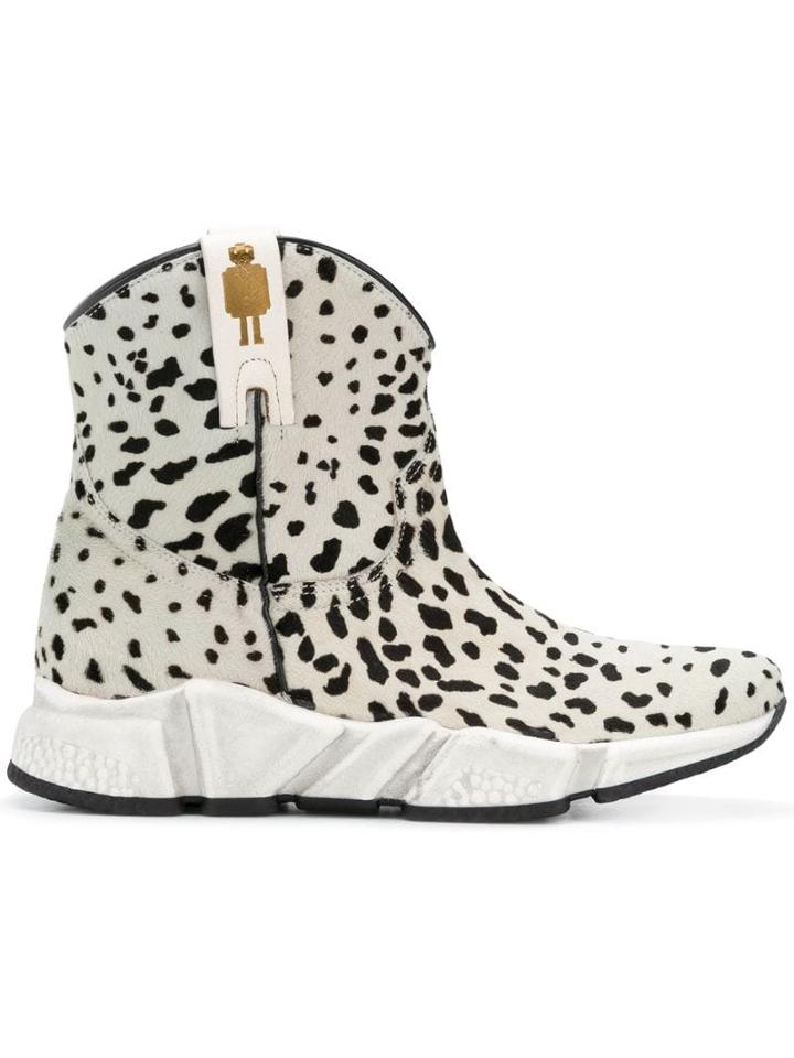 Texas Robot Animal Print Ankle Boots - White