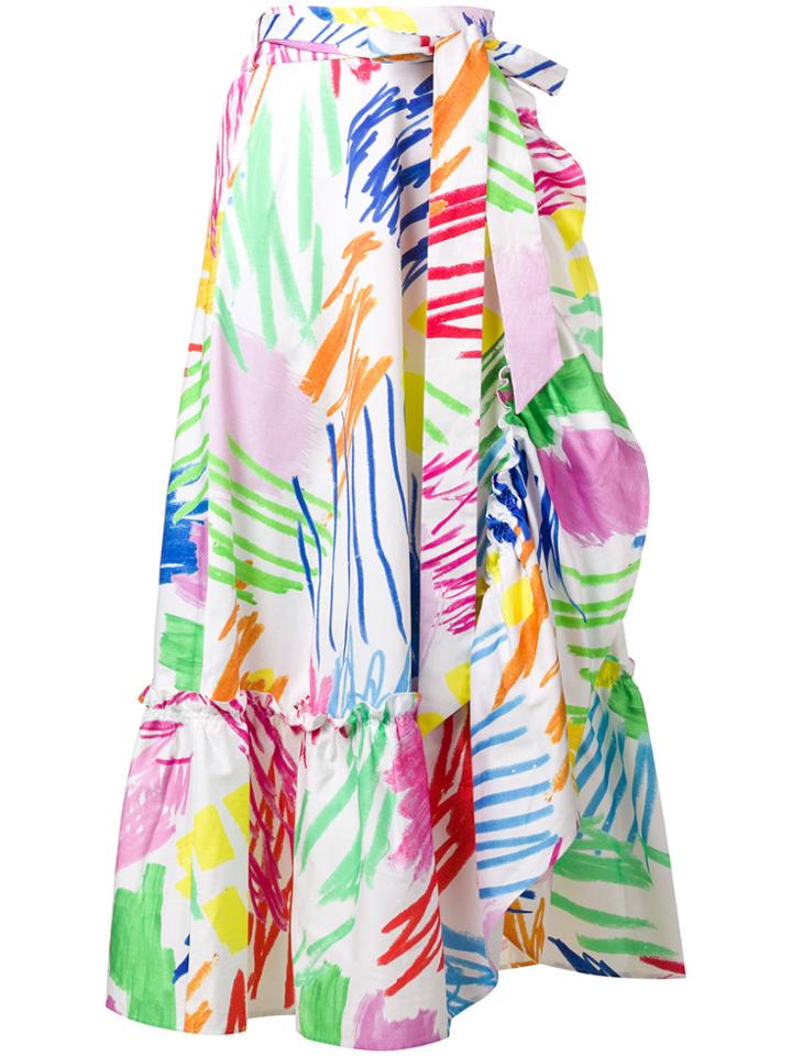 Mira Mikati Scribble Print Wrap Skirt - White