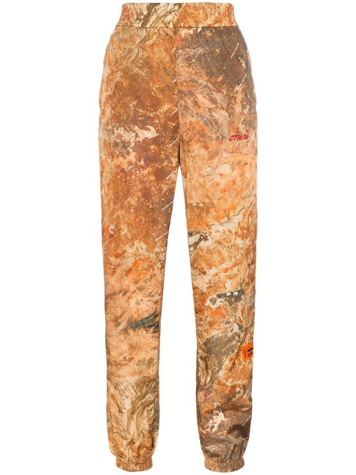 Heron Preston High Waisted Camo Print Track Pants - Neutrals
