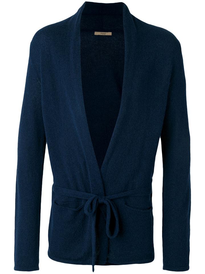 Nuur Tie-fastening Cardigan, Men's, Size: 52, Blue, Cotton/nylon