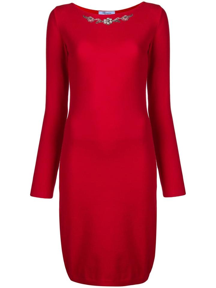 Blumarine Fitted Midi Dress - Red