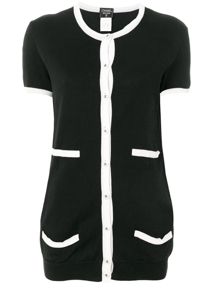 Chanel Vintage Elongated Buttoned Knitted Blouse - Black