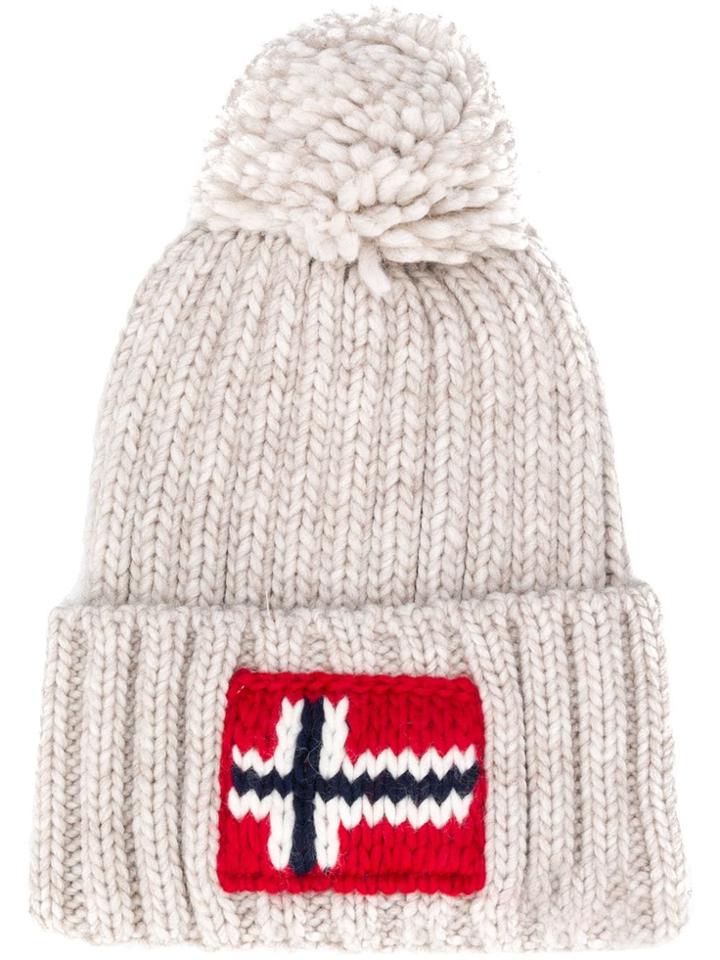 Napapijri Pom-pom Logo Beanie - Neutrals