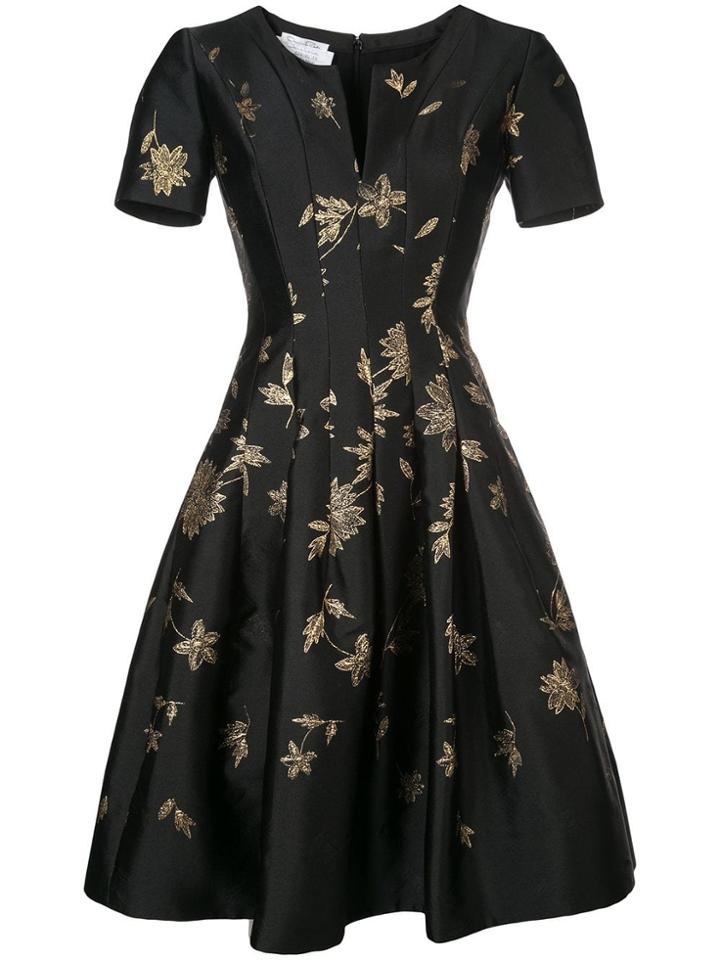 Oscar De La Renta Flared Floral Dress - Black