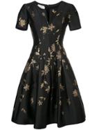 Oscar De La Renta Flared Floral Dress - Black