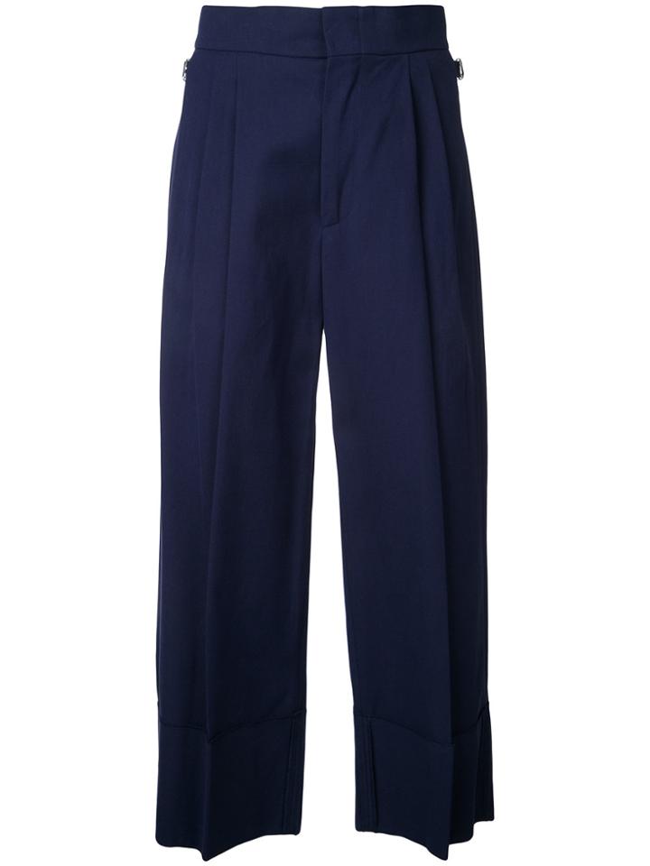 Erika Cavallini Pleated Cropped Trousers - Blue