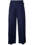 Erika Cavallini Pleated Cropped Trousers - Blue