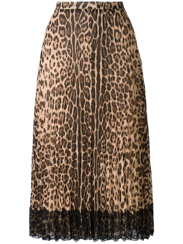 Red Valentino Leopard Print A-line Skirt, Women's, Size: 42, Black, Polyester