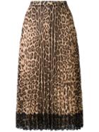 Red Valentino Leopard Print A-line Skirt, Women's, Size: 42, Black, Polyester