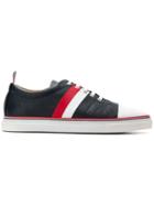 Thom Browne Striped Straight Toe Cap Leather Trainer - Blue