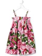 Dolce & Gabbana Kids Smocked Floral Dress, Girl's, Size: 10 Yrs, Pink