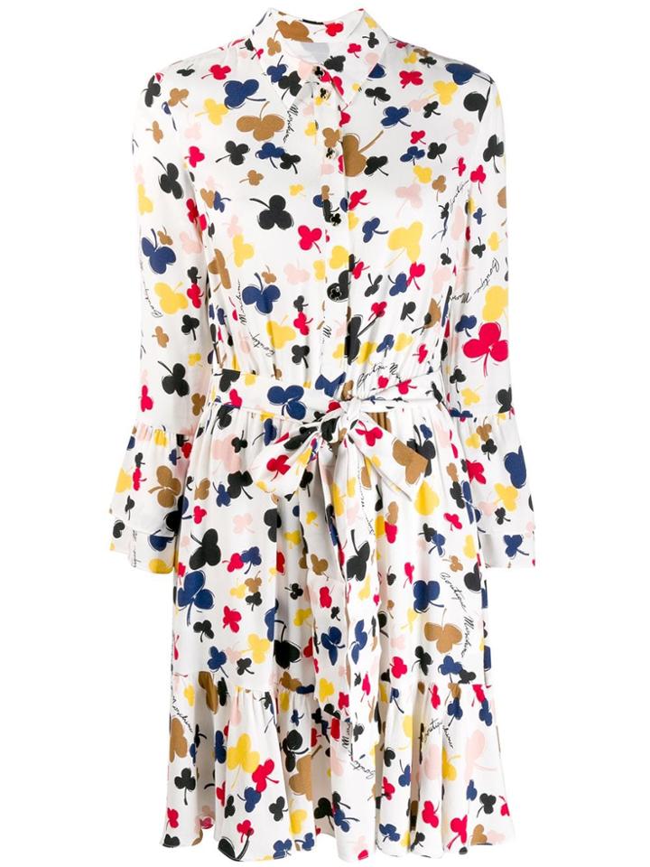 Boutique Moschino Floral Print Shirt Dress - White