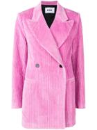 Msgm Corduroy Long Blazer - Pink & Purple