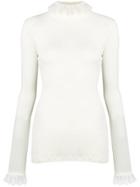 Philosophy Di Lorenzo Serafini Lace Trim Ribbed Turtleneck Top - White