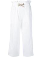 Dondup Ruffled Waist Cropped Trousers - White