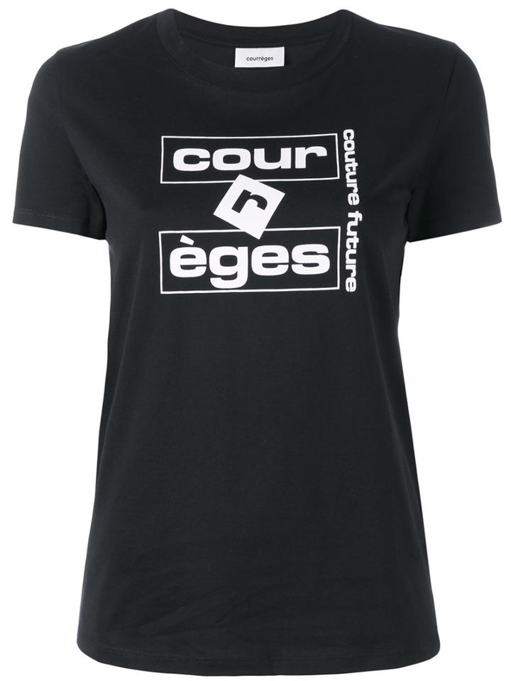 Courrèges Logo Print T-shirt, Women's, Size: 1, Black, Cotton
