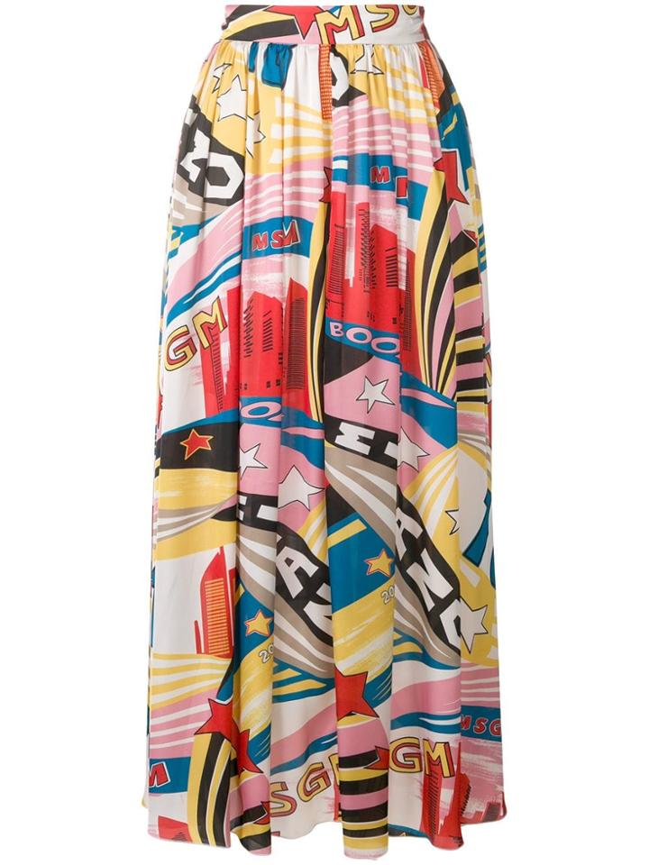 Msgm Comic Print Skirt - Pink & Purple