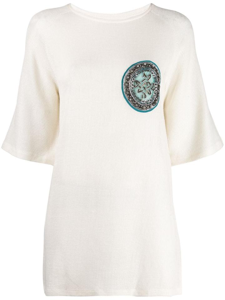 Mr & Mrs Italy Embroidered Patch Top - White