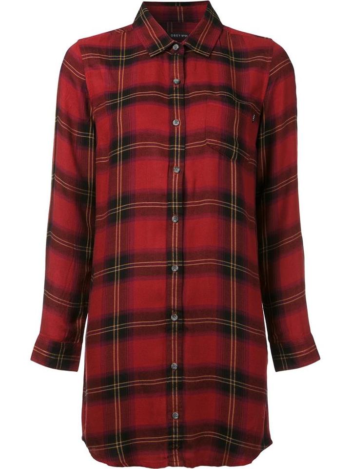 Obey Checked Shirt, Women's, Size: Xs, Red, Viscose