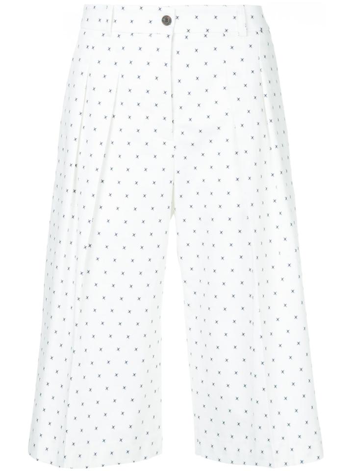 Jil Sander Navy Micro-print Culottes - White