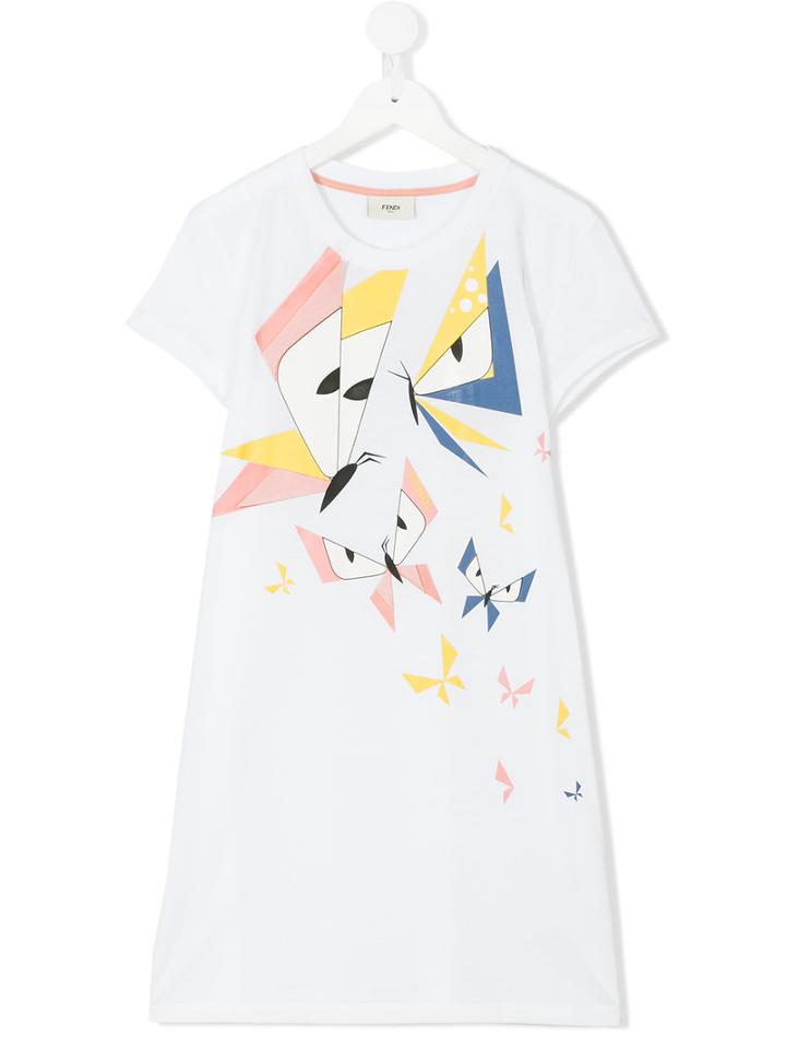 Fendi Kids - Geometric Butterfly Print T-shirt - Kids - Cotton - 14 Yrs, White