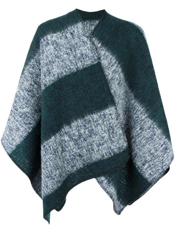 Mp Massimo Piombo Striped Cape, Men's, Green, Wool/mohair/polyamide