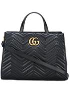 Gucci Gg Marmont Tote, Black, Metal/leather