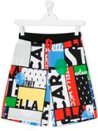 Stella Mccartney Kids Teen Mixed-print Drawstring Shorts - Multicolour
