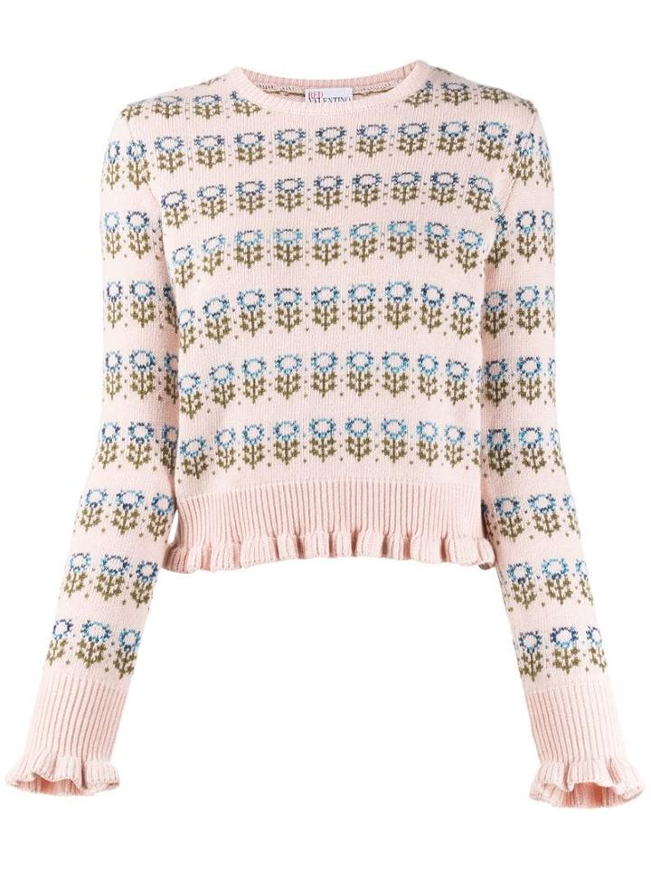 Red Valentino 'red Valentino' Floral Knitted Jumper - Pink