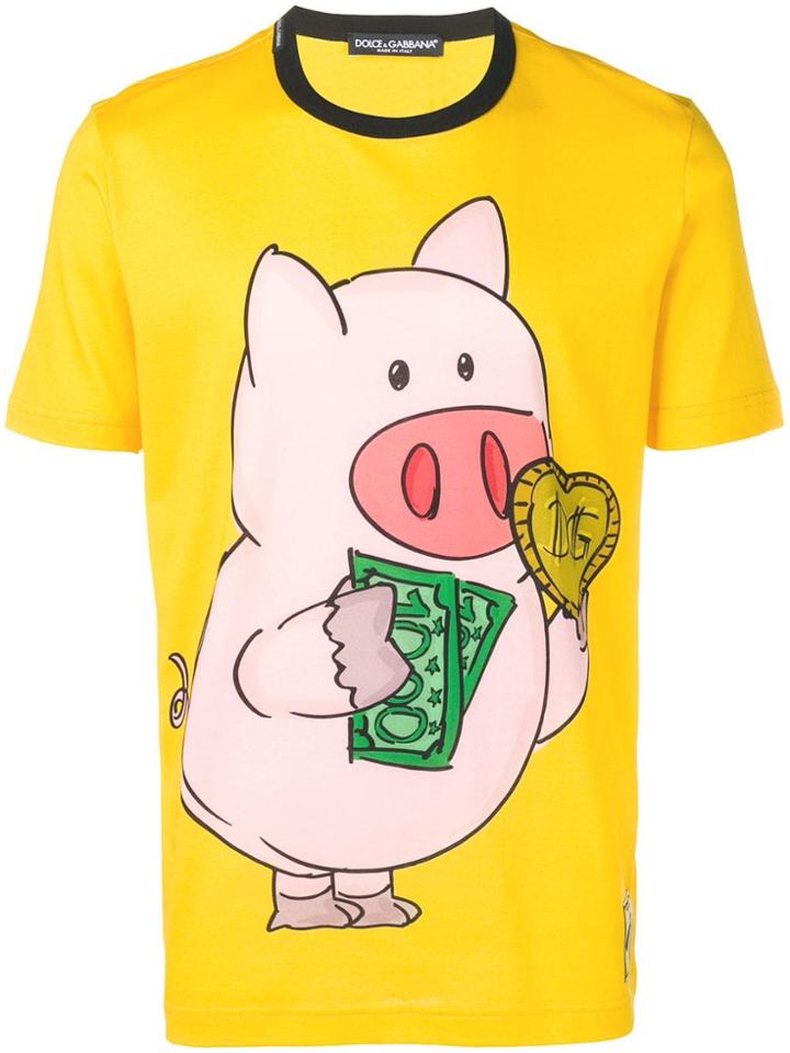 Dolce & Gabbana Piggy Bank Print T-shirt - Yellow