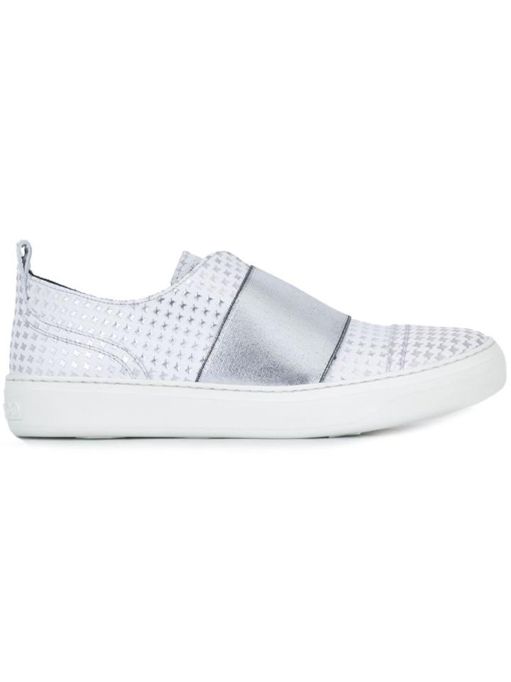 Jimmy Choo Boston Sneakers, Women's, Size: 37.5, White, Calf Leather/leather/rubber/nylon