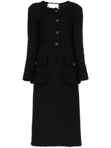 Tiger In The Rain Knitted Coat With Back Strap - Black