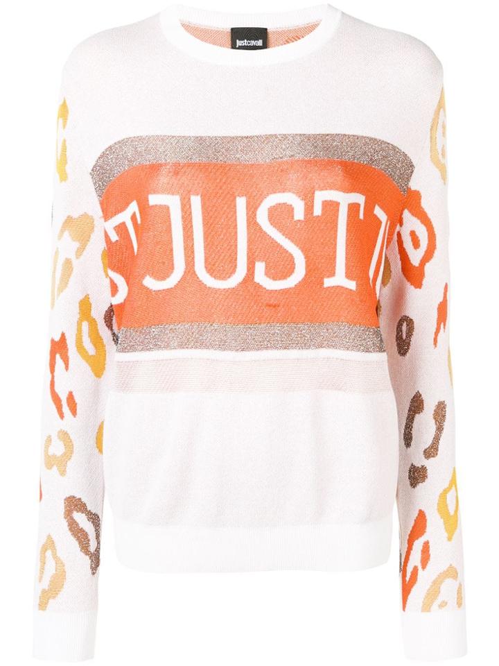 Just Cavalli Leopard Print Panelled Jumper - Neutrals