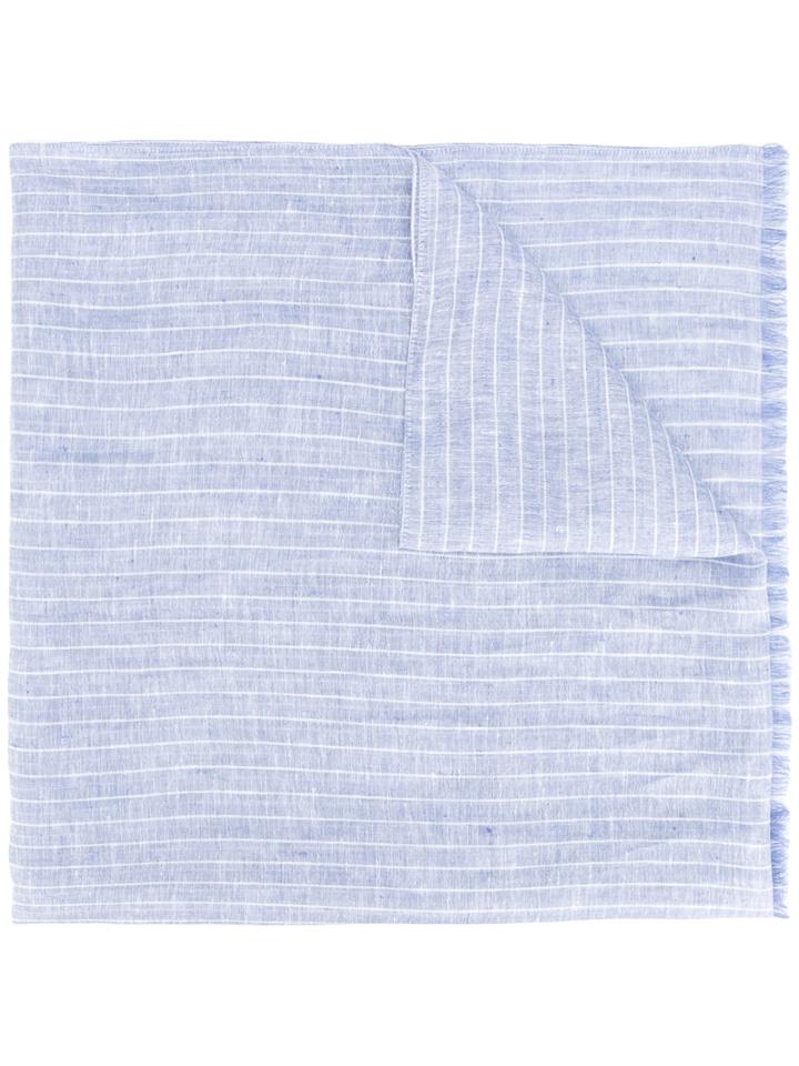 Corneliani - Striped Scarf - Men - Linen/flax/silk - One Size, Blue, Linen/flax/silk