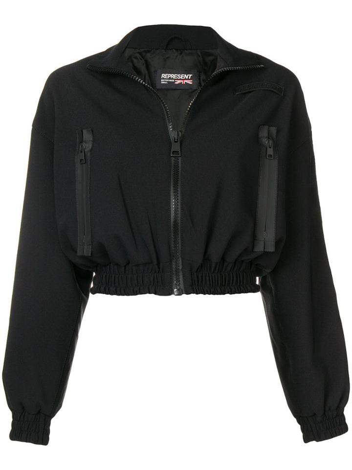 Represent Cropped Track Jacket - Black