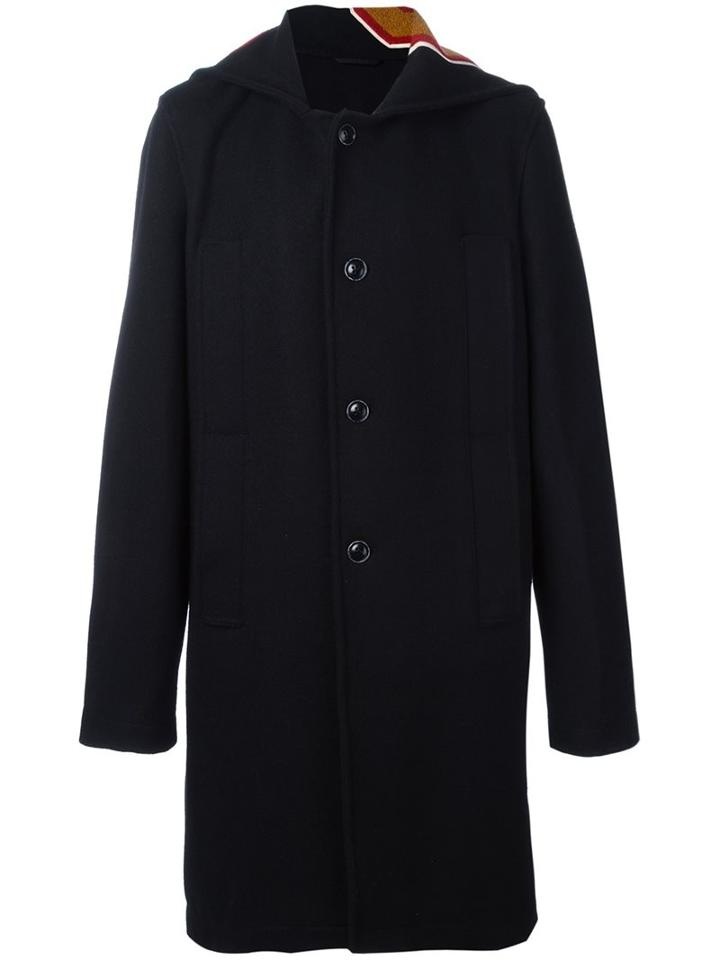 Raf Simons Logo Print Coat, Men's, Size: 46, Black, Wool