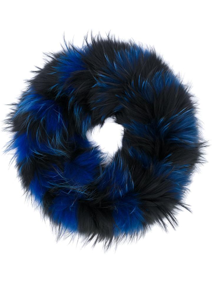 Liska Round Fur Scarf - Blue