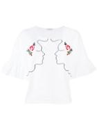 Vivetta - Embroidered Face T-shirt - Women - Cotton - 42, White, Cotton