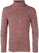 Zanone Marled Turtleneck Sweater - Red