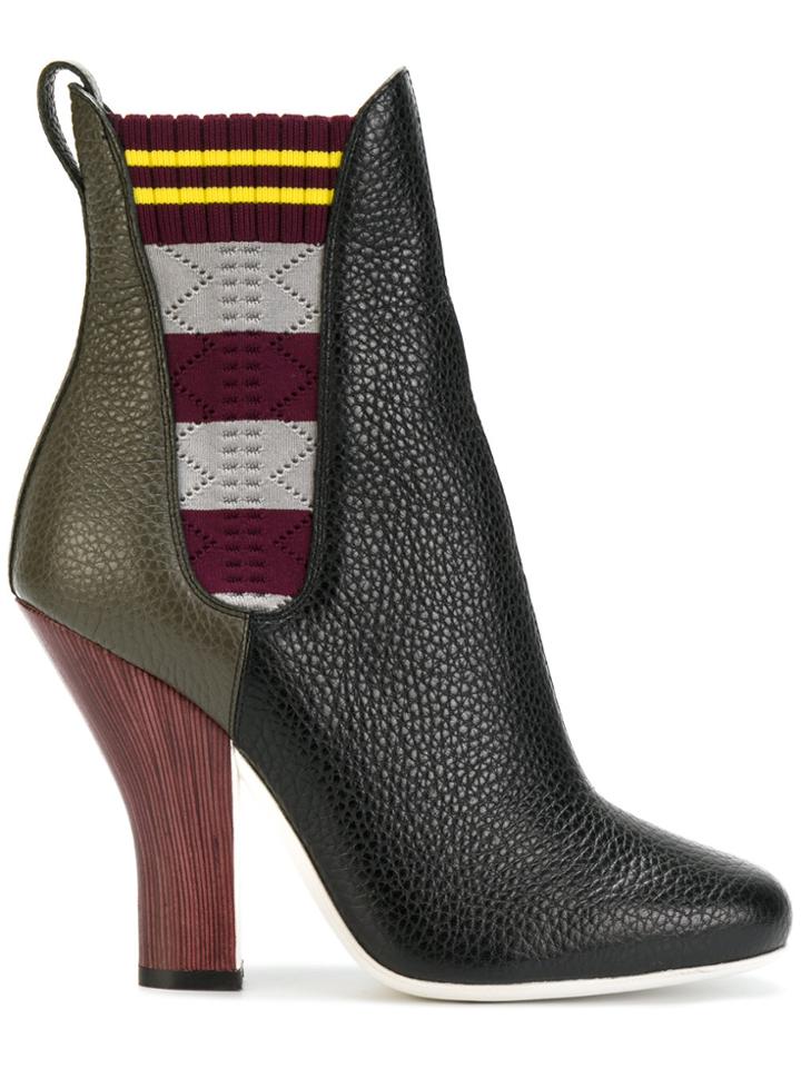 Fendi Colour-block Boots - Black