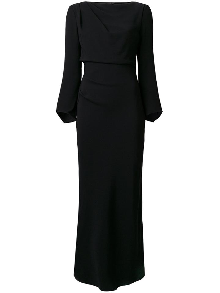 Giorgio Armani Draped Lateral Long Dress - Black