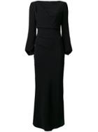 Giorgio Armani Draped Lateral Long Dress - Black