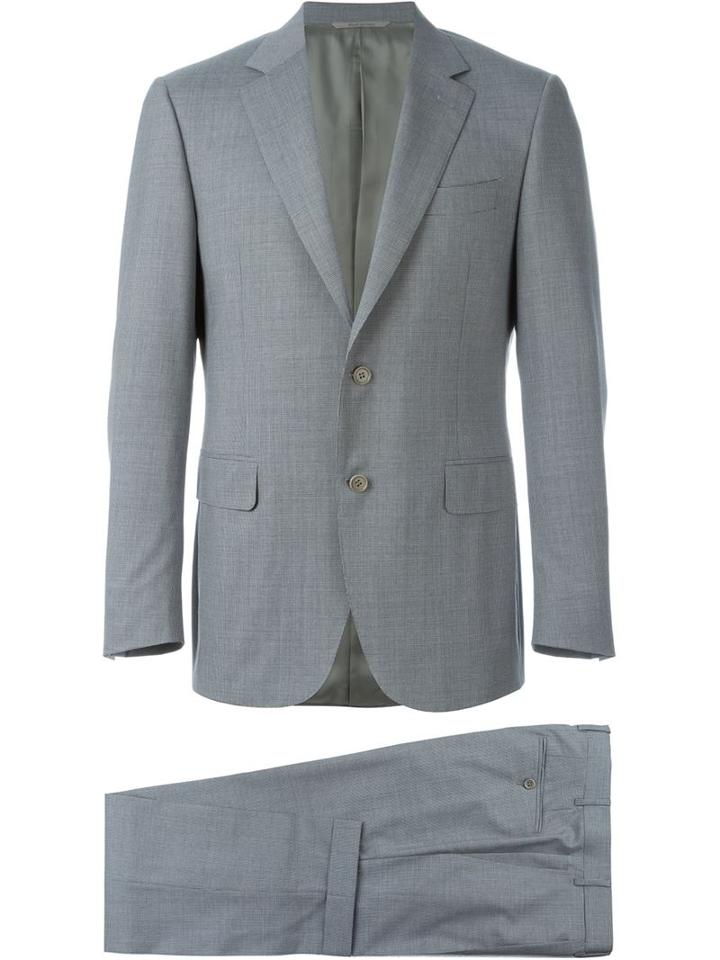 Canali Houndstooth Print Suit, Men's, Size: 54, Grey, Cupro/wool