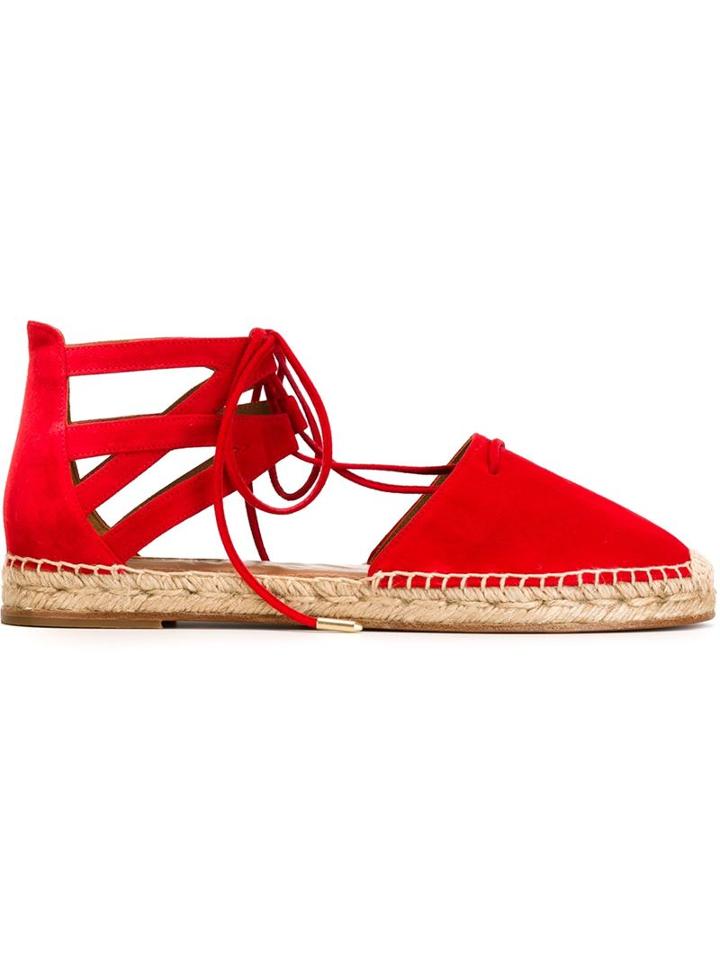 Aquazzura Belgravia Espadrilles, Women's, Size: 37, Red, Suede/leather