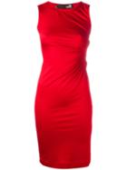 Love Moschino Ruched Heart Dress, Women's, Size: 38, Red, Viscose/spandex/elastane