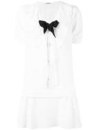 Miu Miu Contrast Bow Top, Women's, Size: 40, White, Silk/polyester/triacetate