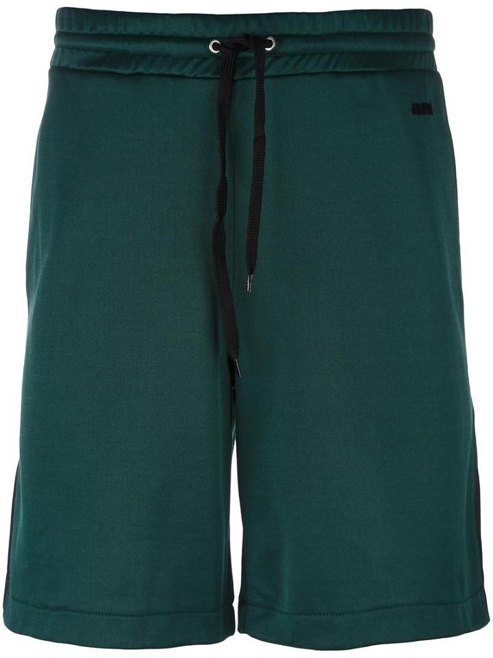 Ami Alexandre Mattiussi Contrast Band Track Shorts, Men's, Size: Medium, Green, Cotton/polyester